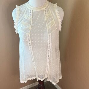 Free People Cream Lace Blouse